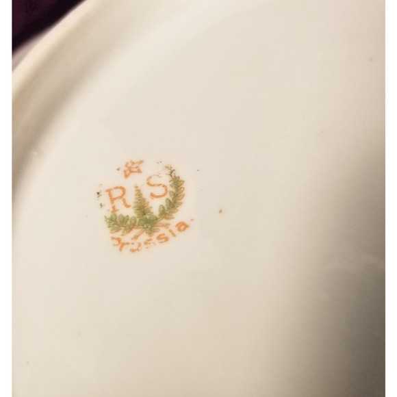 Antique RS Prussia Pink Roses Gold Trim Porcelain Bowl 9.5" Gilded Age - Picture 7 of 9